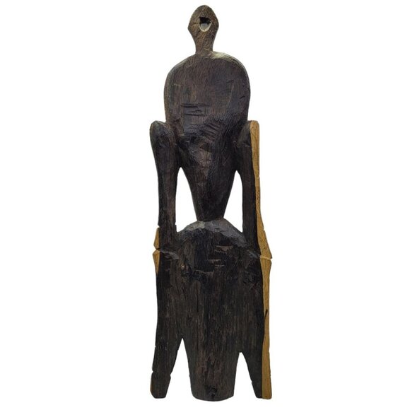 African Wood Carving Totem Handmade Faces Hanging Tribal Ethnic - Picture 11 of 12